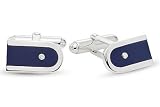 Sterling Silver Faux Lapis And Diamond Cufflinks