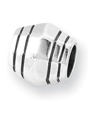 Grooved Bali Charm in Silver for 3mm Charm Bracelets
