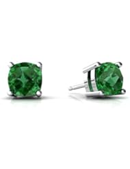 Created Emerald 14kt White Gold Earrings