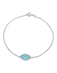 Victoria Kay 14k White Gold Diamond Enamel Evil Eye Bracelet (1/8cttw, JK, I2-I3), 6 7/8"