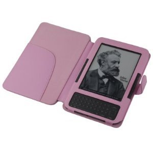 JKase(TM) Premium Quality Folio Leather Case Cover for Kindle Keyboard / Kindle 3 (3rd Third Generation Keyboard 6″ Kindle Wi-Fi + 3G) Pink