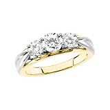 14K Two-Tone Gold Diamond Three-Stone Engagement Ring - 1.00 Ct.