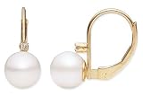 Cultured Pearl and Diamond 14K Gold Earrings