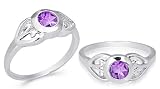 Round Cut Amethyst Ring Sterling Silver