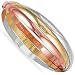 Jewelco London 9ct Solid yellow white and rose three colour gold 5mm Russian Wedding Ring design slave bangle ( 23.5g )