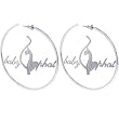 BABY PHAT Silver Tone CAT HOOP Earrings LARGE
