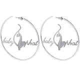 BABY PHAT Silver Tone CAT HOOP Earrings LARGE