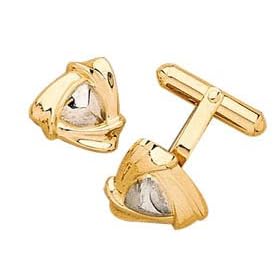 Stylish Gents 14kt two-tone gold cuff links