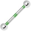 Silver Green Striped Titanium Barbell Eyebrow Ring