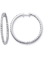 14k White Gold New Round Diamond Hoop Earrings 1.15 ct (G-H Color, I1 Clarity)