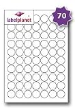 Produkt-Bild: 70 pro Seite/Blatt, 25 Bl&auml;tter (1750 haftende TRANSPARENTE RUNDE Etiketten) Label Planet&reg; DIN A4 durchsichtig POLYESTER gl&auml;nzend WASSERFESTE selbstklebend Aufkleber, f&uuml;r Preise, f&uuml;r Laser Drucker, LP70/25R GTP, 25mm Durchmesser, universell