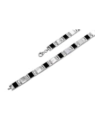Sterling Silver Black Onyx / Mother of Pearl Bracelet 7.5"