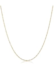 14k Italian Yellow Gold 0.80mm Bar Link Chain Necklace, 18"