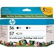 HP 56/56/57 Black/Tricolor Ink Cartridges, 3/Pack
