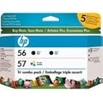 HP 56/56/57 Black/Tricolor Ink Cartridges, 3/Pack