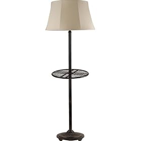 Royce Lighting RLFL5034M-43 Outdoor Lighting Collection Indoor/Outdoor Floor Lamp, Beige Fabric Shade, Dark Wood Finish
