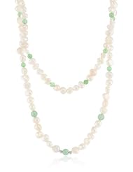 Sterling Silver Aventurine and Freshwater Cultured Pearl 2 Strand Necklace, 18"+2" Extender