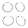 Sterling Silver Squared and Rounded Hoop Earrings