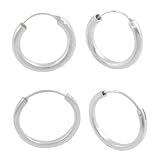 Sterling Silver Squared and Rounded Hoop Earrings