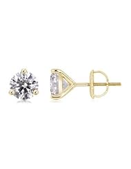 2 ct Solitaire Diamond Stud Earrings in Yellow Gold