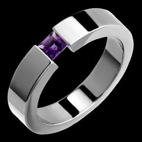 Ademir Titanium Ring with Tension Set Amethyst by Alain Raphael