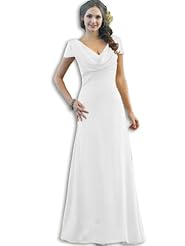 Short Sleeves Cowl Neck Fitted Chiffon Bridesmaid Dress 
