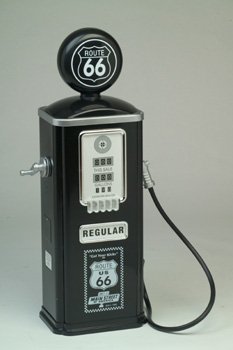 Old Fashioned Black Toy Gas Pump, - Nostalgic Design, Working Crank, Inside CD Storage Shelves, Locking Door.