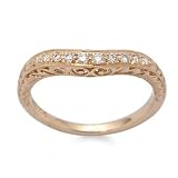 Gold Antique-Style Band, 10 Round Diamonds (.13 ct. t.w.). Size 6.5