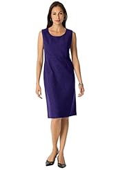Plus Size Scoop Neck Sheath Sleeveless Polyester/Wool  Dress