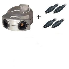 Ex-Pro Optical TOSlink SPDIF Splitter - Plus 2 x 1m Optical cables - Value Pack