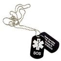 Engraved ID Dog Tags SOS MEDICAL Design Personalised FREE