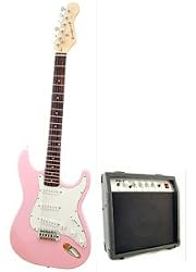 Barcelona 39 Inch Metallic Pink Electric Guitar with 10 Watt Amp