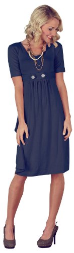 Mikarose Knee-Length Short Sleeve Spring Dress- Bailey Navy, Size XS-2XL (0-20)