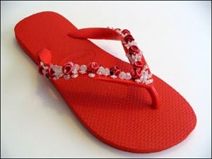 Beaded Top Sandal I (BR 39/40, Red)