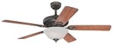 IMAGE OF Westinghouse Lighting 7839900 Fairview Two-Light 52-Inch Reversible Five-Blade Indoor Ceiling Fan, Oil Rubbed Bronze with Frosted Glass Bowl