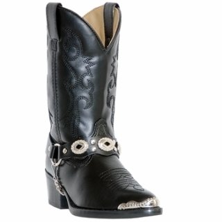 Kid's Laredo LITTLE CONCHO Cowboy Boots BLACK 6 D