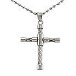 Stainless Steel Cable Cross Pendant on 22 Inch Steel Ball Chain