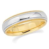New Size 11 18K Yellow & Platinum Gold Two Tone Design Milgrain Band
