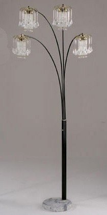 Arc Floor Lamp with Crystalline and Marble Base in Black Finish On Sale