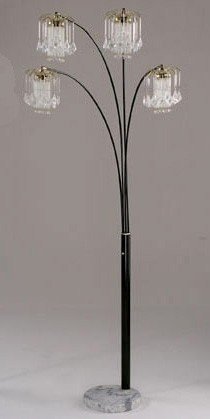 Arc Floor Lamp with Crystalline and Marble Base in Black FinishB001FCV3HQ 