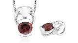 Round Cut Garnet Pendant Sterling Silver