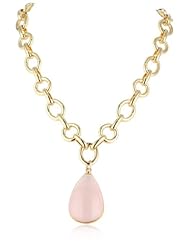 Devon Leigh Rose Quartz in 24K Gold Foil Pendant Necklace, 24"