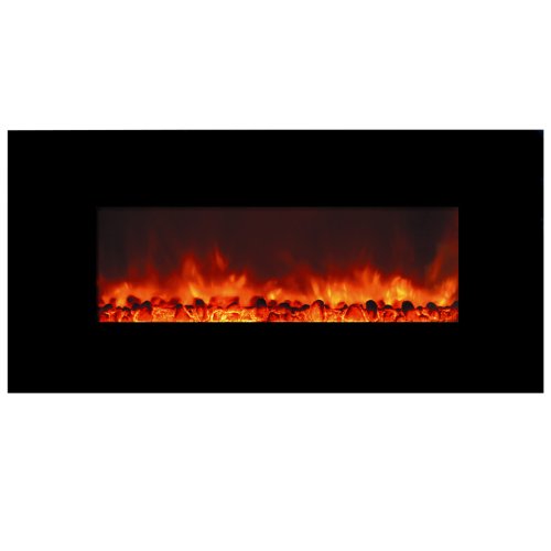 Yosemite Home Decor DF-EFP1000 Contemporary Large Glass Electric Heater, Sleek Black