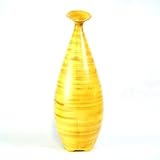 IMAGE OF Handmade Ceramic Spun-Bamboo-Style Flower Vase / Table Art In Yellow Cream Tones