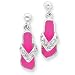 Sterling Silver Pink Enameled & CZ Flip Flop Post Earrings