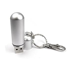 16GB Aluminum CAPSULE USB 2.0 Flash Pen Drive Memory Stick Water Weather Proof Anti-shock Body Ultra Light Choice of 4Gb 8GB 16Gb 32Gb Metallic Colours (16GB SILVER)