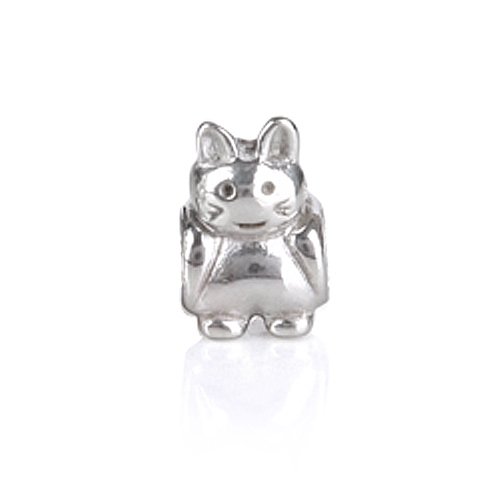 Bling Jewelry Cat 925 Sterling Silver Animal Bead Troll and Pandora Compatible