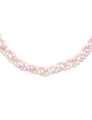 SS 17in 6-7mm White & Pink Freshwater Cult. Pearl w/ 2in ext. Necklace