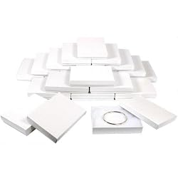 24 White Swirl Cotton Jewelry Gift Boxes Necklace Bracelet Displays 5 3/8"