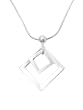 Sterling Silver Italian Double Vertical Square Shape Pendant with 16" Snake Chain